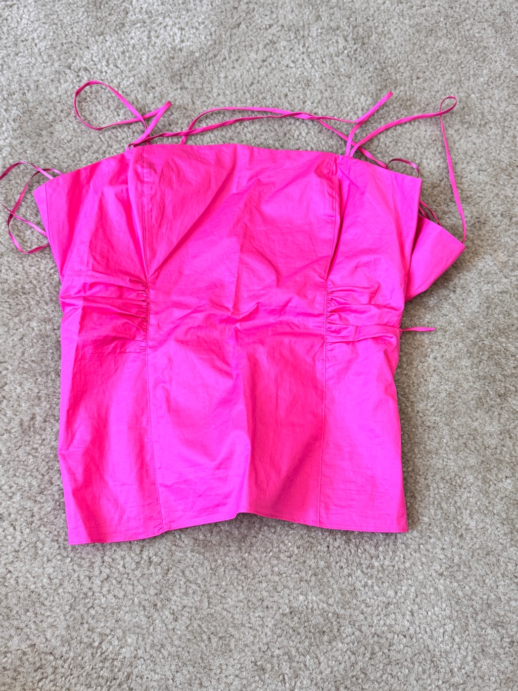 Frame Denim Hot Pink Strapless Top With Ties